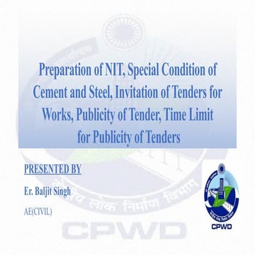 Preparation of NIT, Special Condition of Cement.pptx