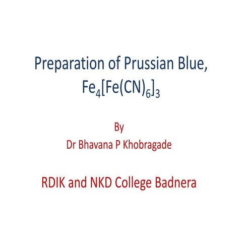 Preparation of prussian blue, fe4[fe(cn)6]3