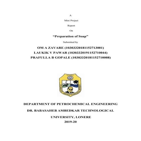 A Report on Preparation of soap