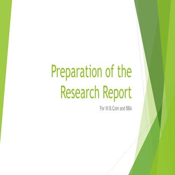 Preparation of the research report