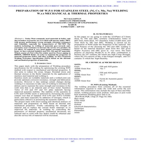 Preparation of wps for stainless steel