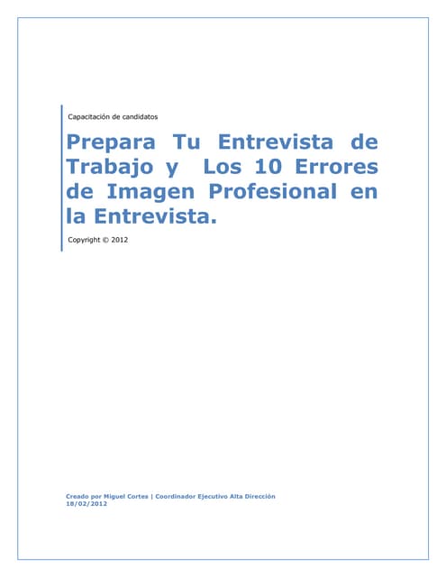 Prepara Tu Entrevista De Trabajo Y Los 10 Errores De Imagen Profesional En La...