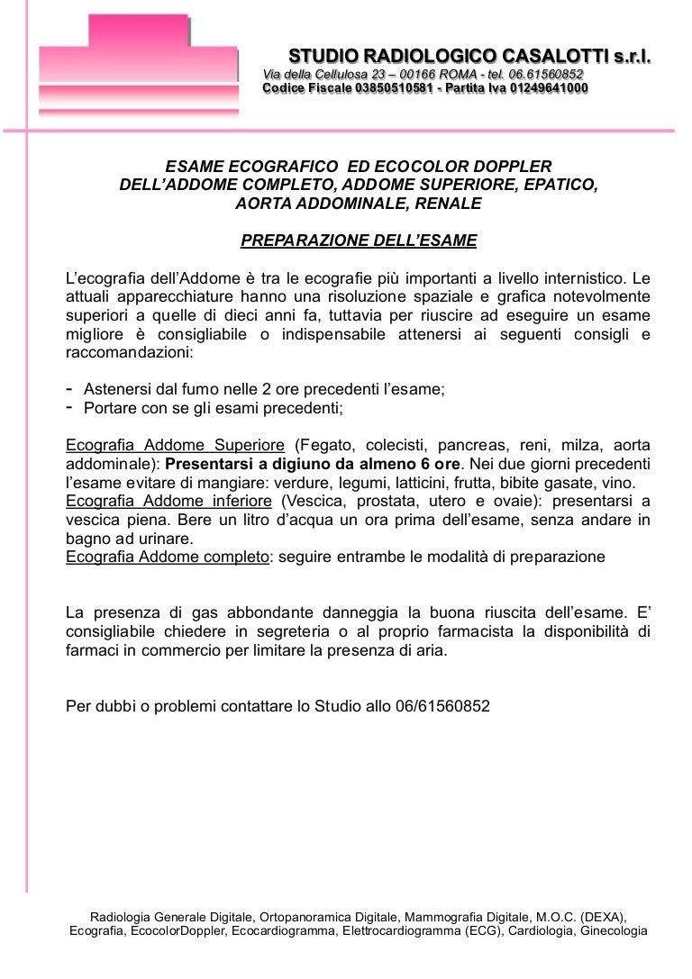 dieta x ecografia addome completo