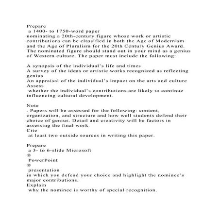 Prepare a 1400- to 1750-word paper nominating a 20th-century fig.docx