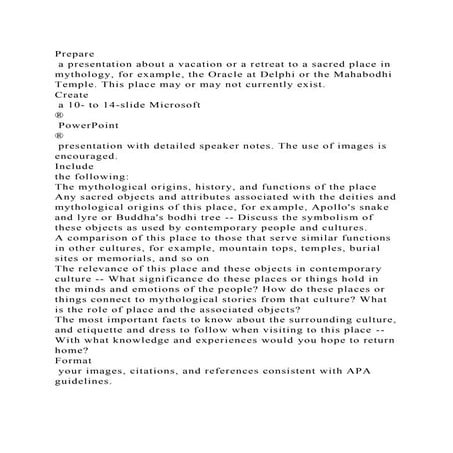 Prepare a presentation about a vacation or a retreat to a sacred p.docx