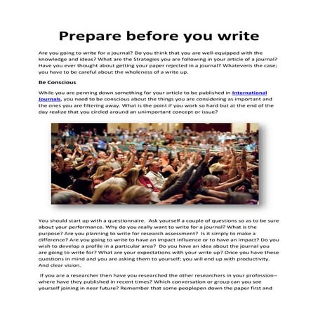 Prepare before you write