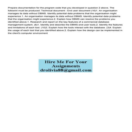 Prepare documentation for the program code that you develope.pdf