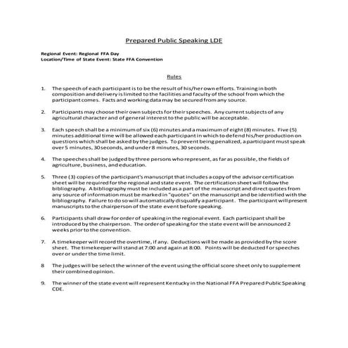 Prepared public speaking lde