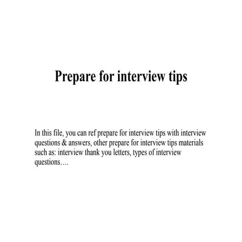 Prepare for interview tips