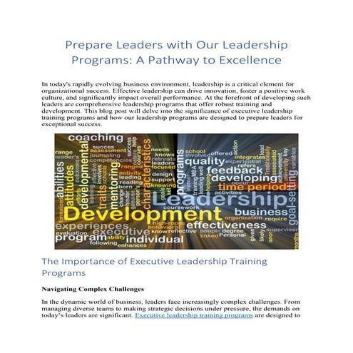 Prepare Leaders with Our Leadership Programs: A Pathway to Excellence