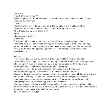 Prepare Read the articles Philosophy as Translation Democracy.docx