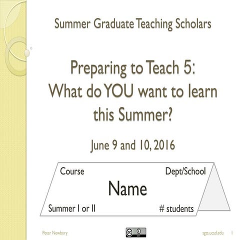 Preparing to Teach 5: What do YOU want to learn this Summer?
