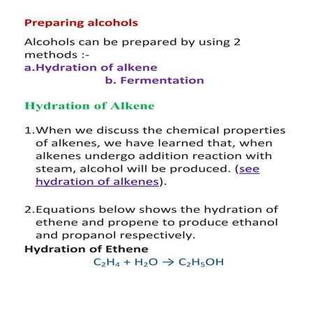 Preparing alcohols