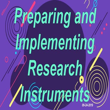 Preparing and Implementing Research Instruments with Activities