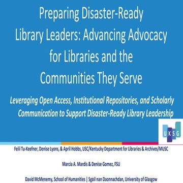UKSG 2026 - Plenary - Preparing Disaster-Ready Library Leaders ...