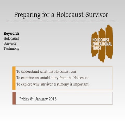 Preparing for a survivor speaker ks3