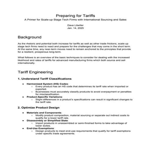 Preparing for Tariffs - A Primer for What to Consider