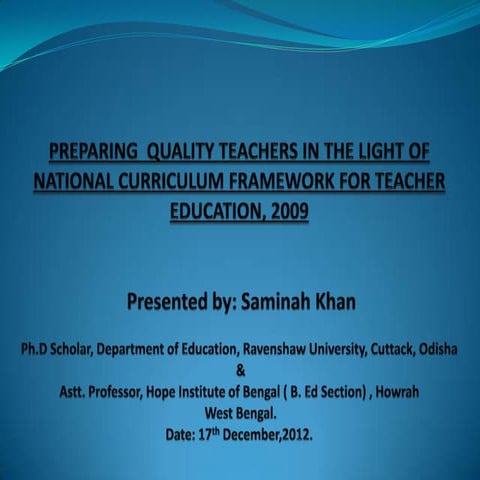 Preparing  quality teachers in the light of national2