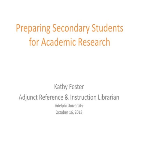 Preparing Secondary Students 
