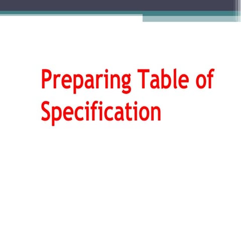 Preparing table of specification for Grade 7 and Grade 8