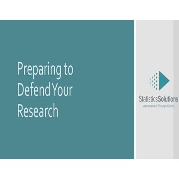 Preparing to Defend Your Research 