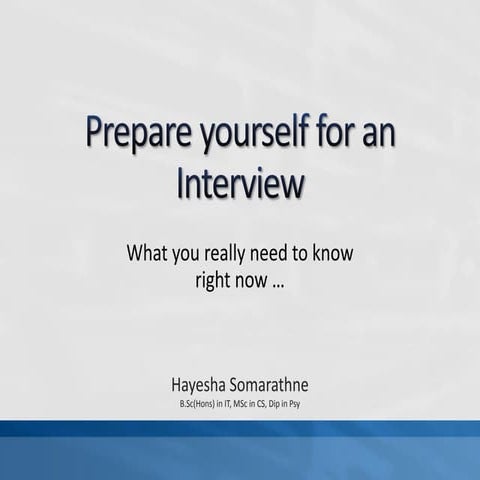 Preparing yourself for an inteview