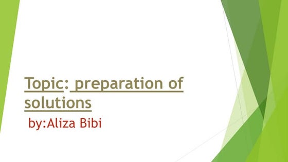 Preparation Of Solutions | PPT