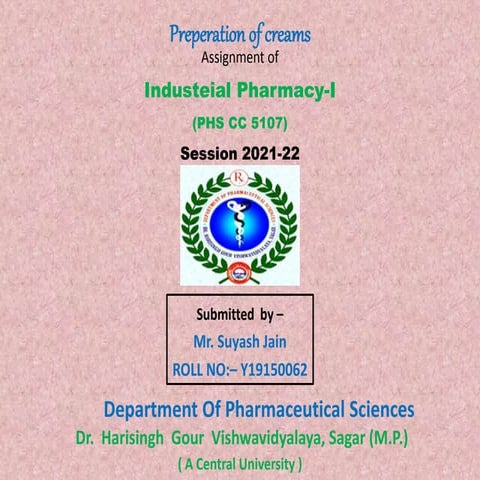 Preperation of vanishing creams