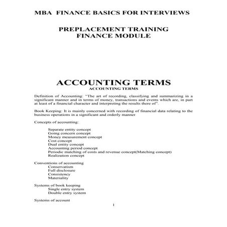 FINANCE BASICS 