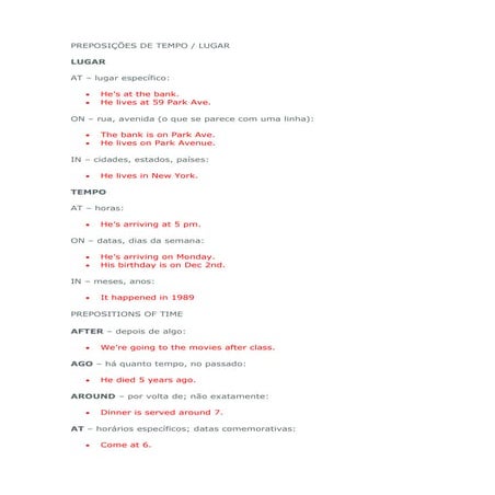 Preposições de tempo ingles