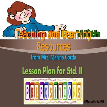 Lesson Plan for Preposition – Std. II by Marina Corda