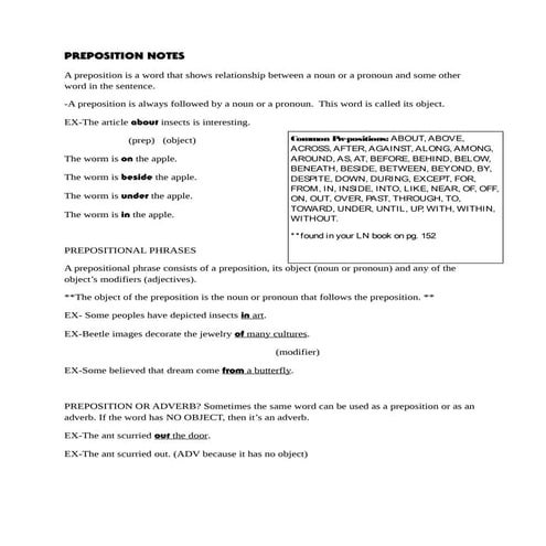 Preposition notes