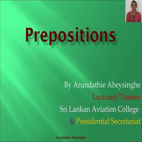 Prepositions - By Arundathie Abeysinghe