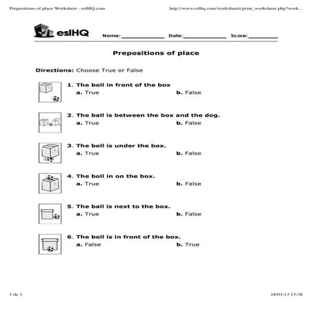 Prepositions of place