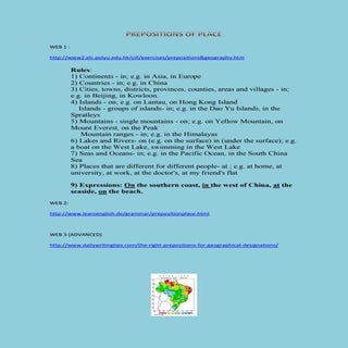 Prepositions of place