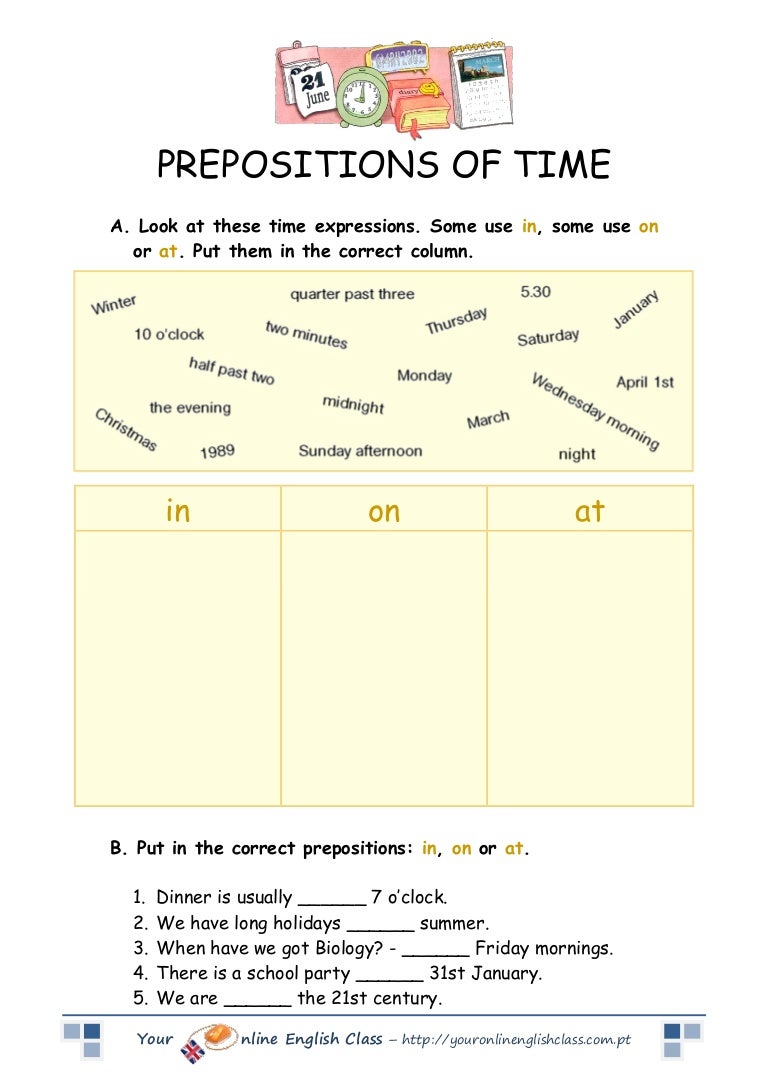 Prepositions of time