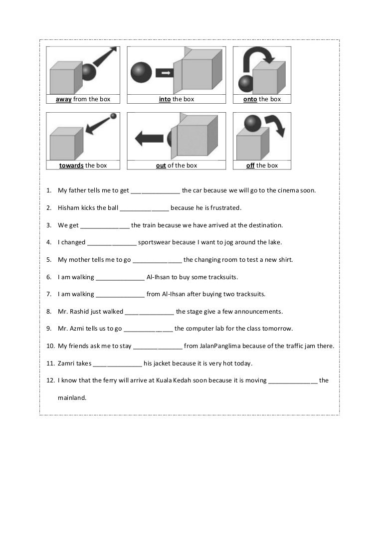 preposition worksheet year 4