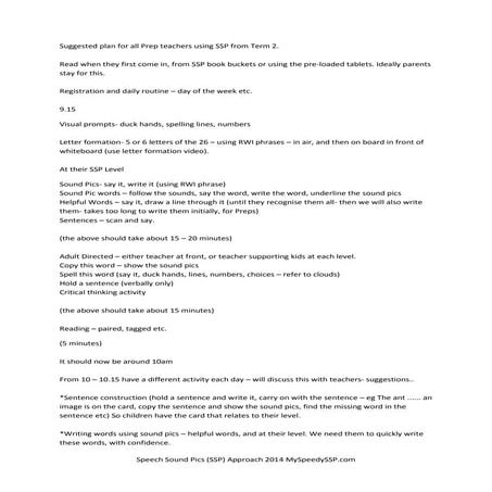 Prep Daily Explicit Teaching Plan - Term 2 - SSP (Speech Sound Pics ...