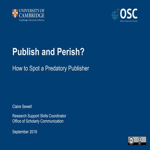Publish and Perish? How to Spot a Predatory Publisher