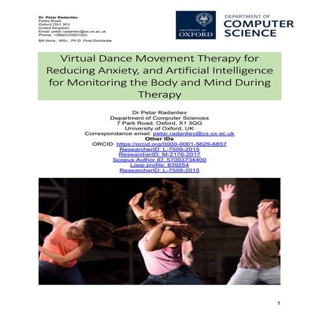 Virtual Dance Movement Therapy for Reducing Anxiety, and Artificial Intelligence for Monitoring the Body and Mind During Therapy