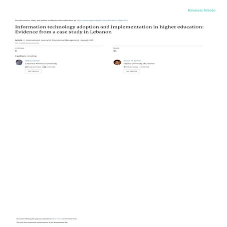 Integration of Technology in Higher Education