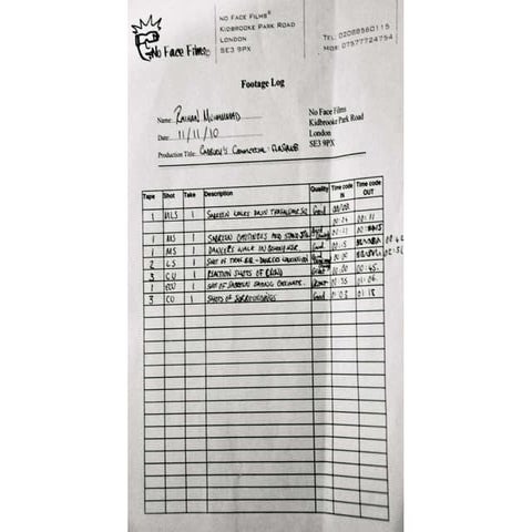 FOOTAGE LOG + LOCATION