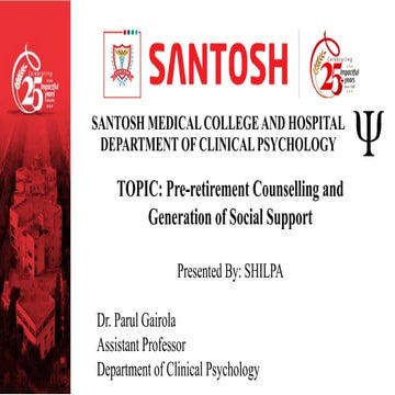 Pre Retirement Counselling and Social Support