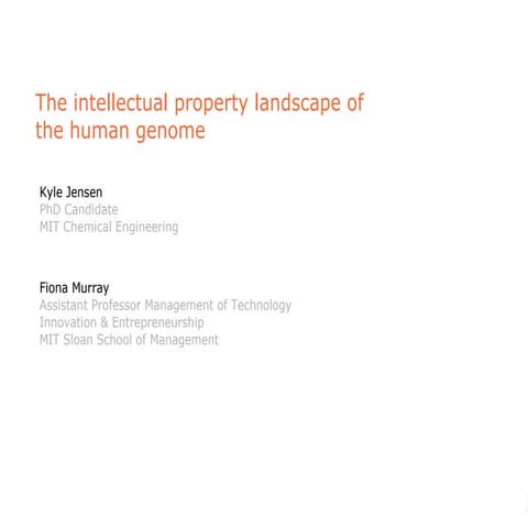 The intellectual property landscape of the human genome