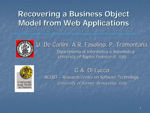 Recovering a Business Object Model from Web Applications