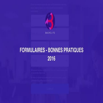Les Formulaires - Les bonnes pratiques pour une meilleure expérience utilisat...