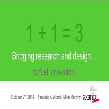 Bridging research and design... to fuel innovation!