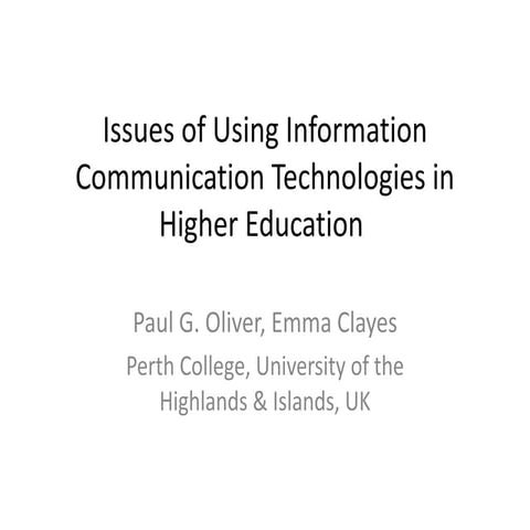 Issues of using ICTs in higher education