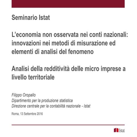 Istat, Aula Magna 13 settembre 2016 "L'economia non osservata nei conti nazio...