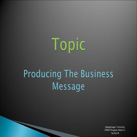 Producing The Business Massage